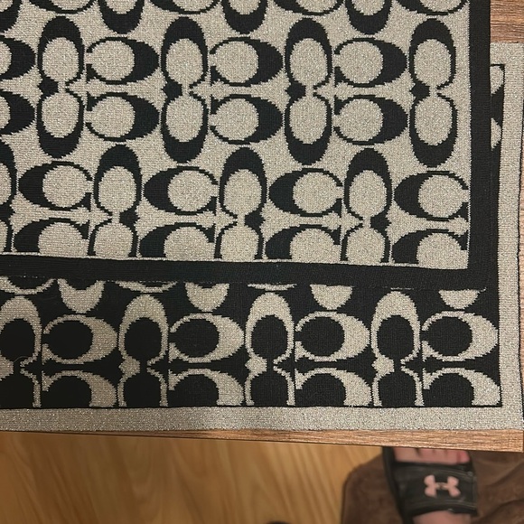 Coach Black and Silver Sparkle Reversible Signature Scarf - Picture 3 of 3